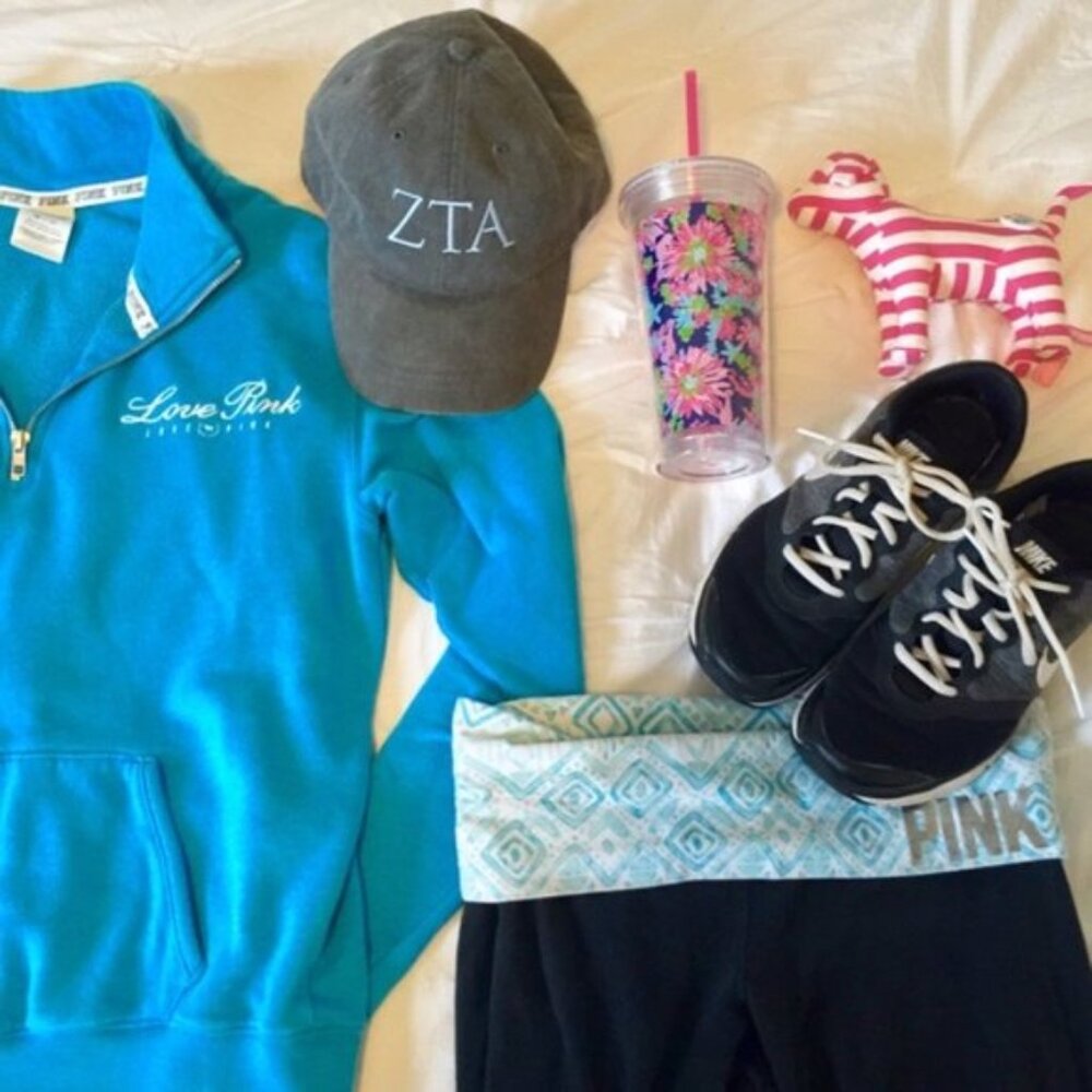 Victoria’s Secret PINK | Bright Blue Logo Quarter-Zip Pullover | Size Small